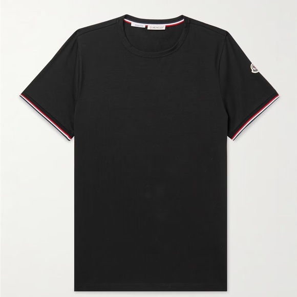 MONCLER
Slim-Fit Logo-Appliquéd Contrast-Tipped Cotton-Blend Jersey T-Shirt - Picture 1 of 9